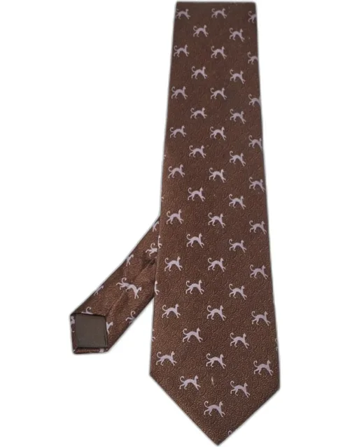 Cat Print Satin Silk Traditional Tie