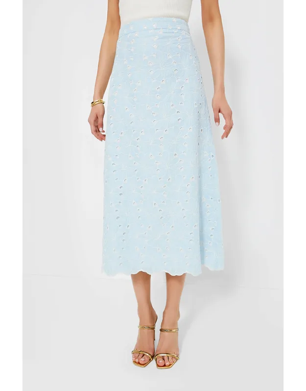 Airy Eyelet Silas Skirt With Scalloped Hem And Elastic Waistband