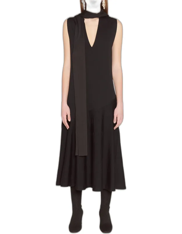 Draped Scarf Midi Dress