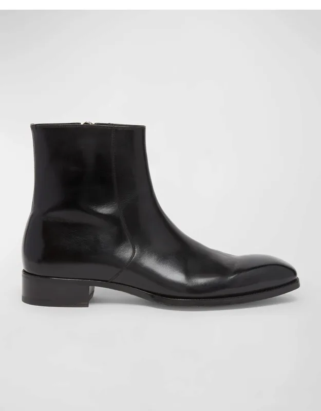 Elkan Burnished Leather Zip Boots