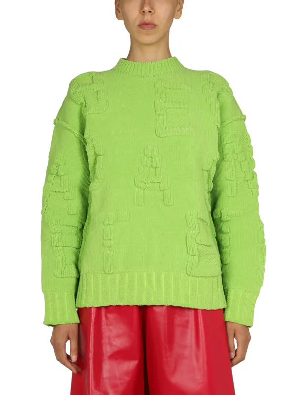 Chenille Sweater With Crawling And Allover Embossed