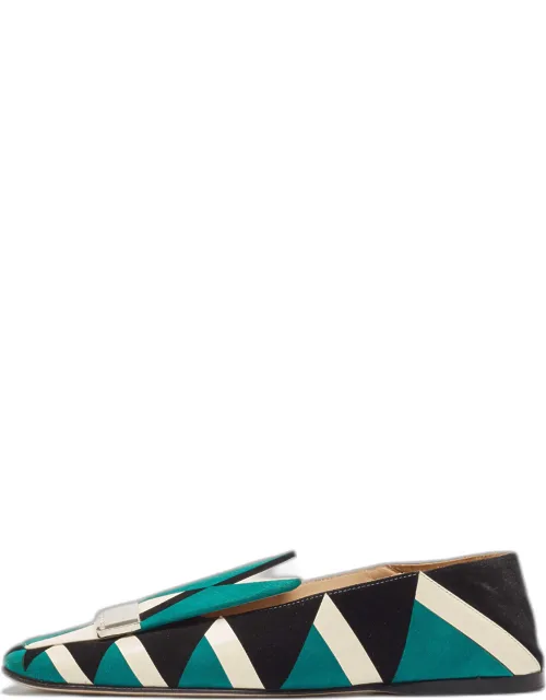 Multicolor Suede Flat Mules
