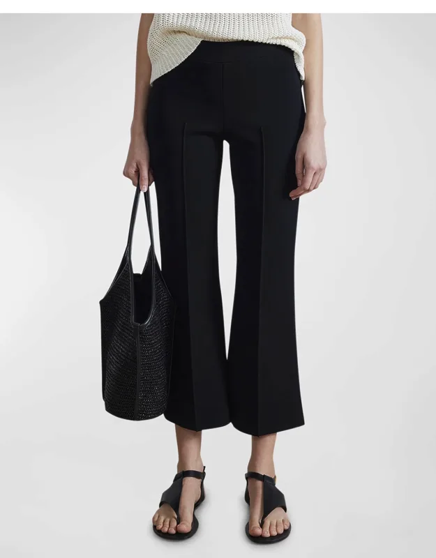 Pintuck Cropped Flare-leg Pants
