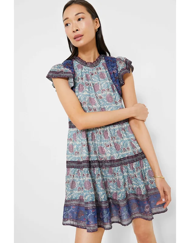 Multi Valeria Print Flutter Sleeve Tunic Dress