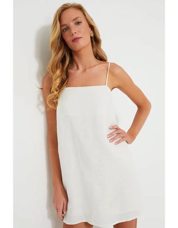 Linen Lea Dress With Adjustable Straps And Bow Detail