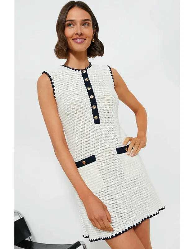 Crochet Contrast Trim Mini Dress
