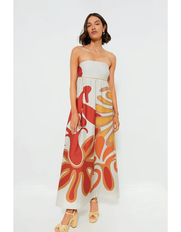 Unique Algae Strapless Long Dress