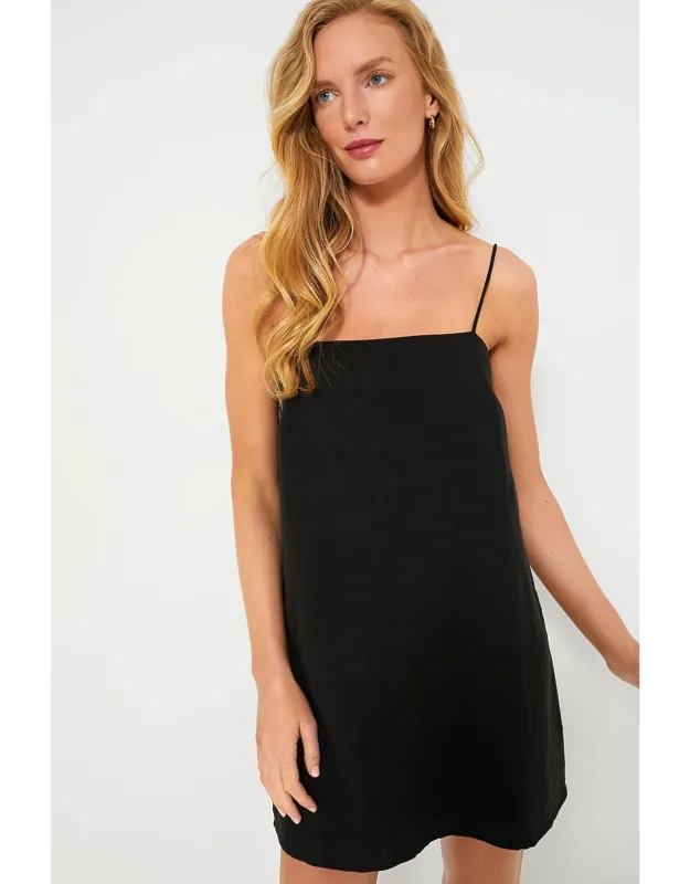 Linen Lea Dress With Adjustable Straps And Bow Detail