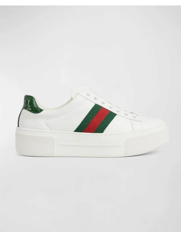 Web Mixed Leather Sneakers
