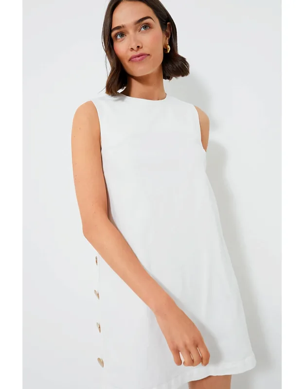Bitsy Twill Mini Swing Dress With Round Neckline And Sleeveless Design