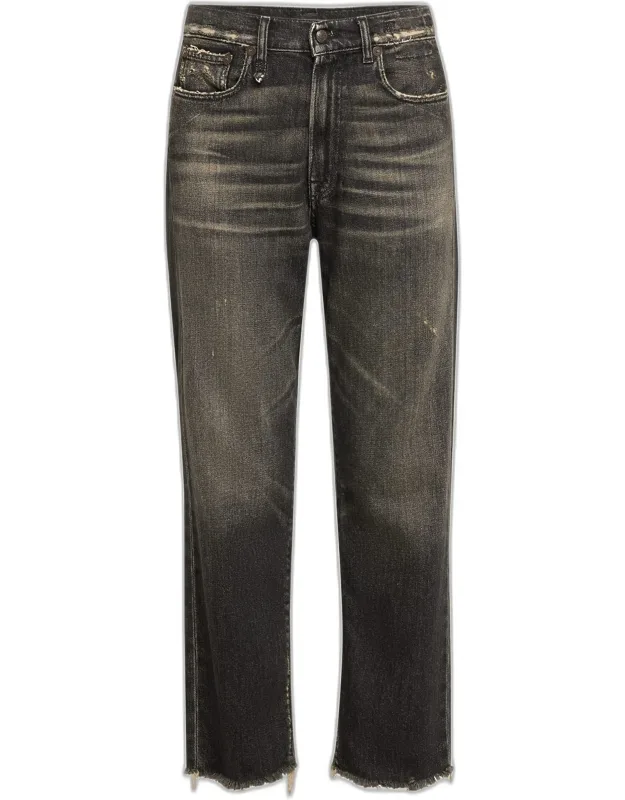 Boyfriend Jeans Frayed Hem, Mid-rise