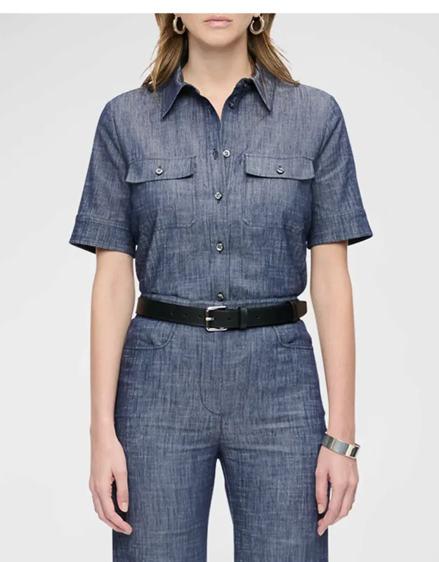 Vesper Button-down Stretch Denim Shirt