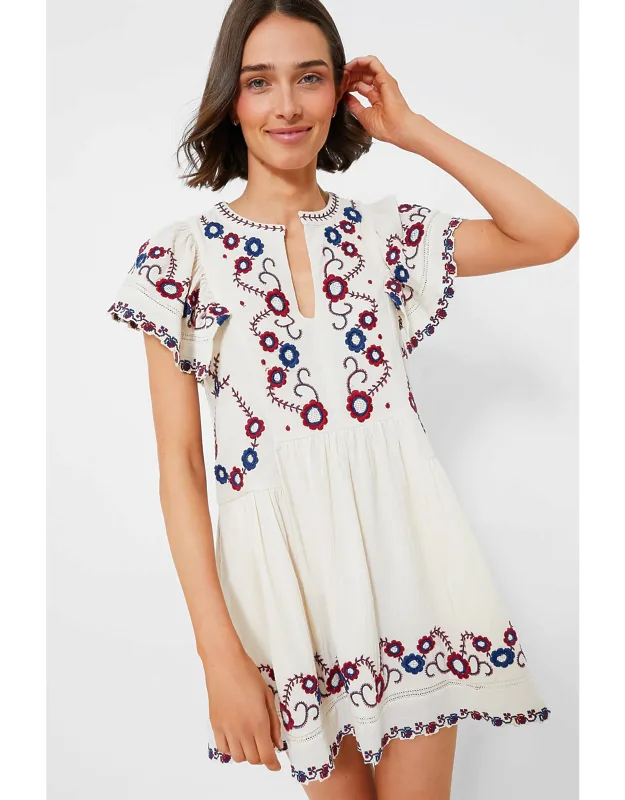 Cream Multi Soren Embroidery Dress