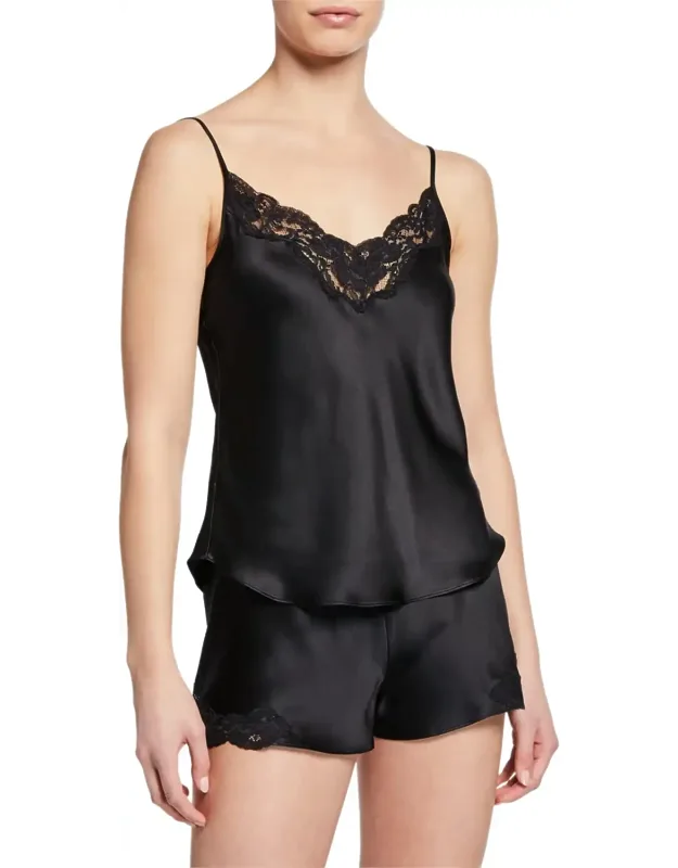 Bijoux Short Lace-trim Silk Pajama Set