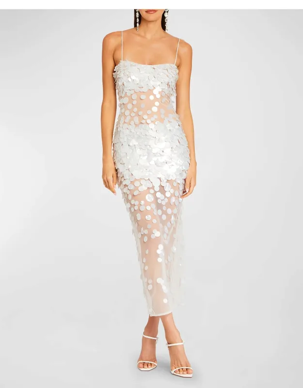 Mischa Sequin-embellished Sleeveless Midi Dres