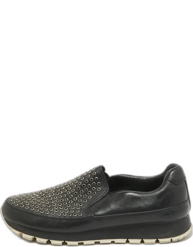 Leather Studded Slip-on Sneakers