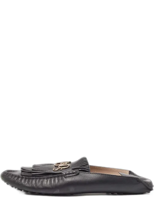 Leather Gommino Tassel Trim Mules