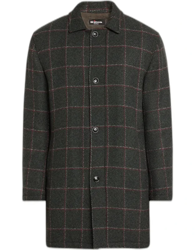 Loden Cashmere Windowpane Car Coat