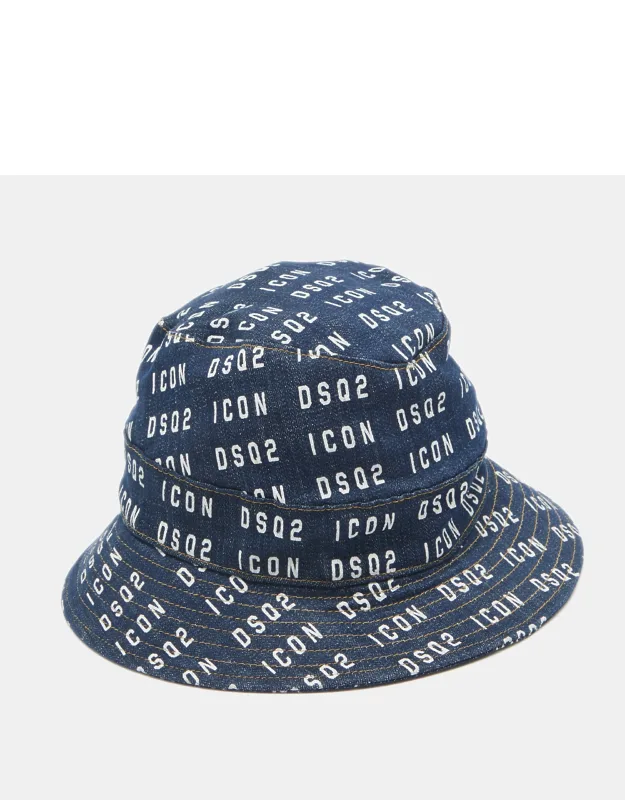 Logo Print Denim Bucket Hat