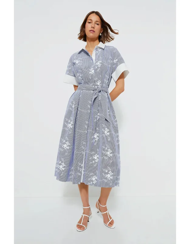 Stripe Embroidered Dress