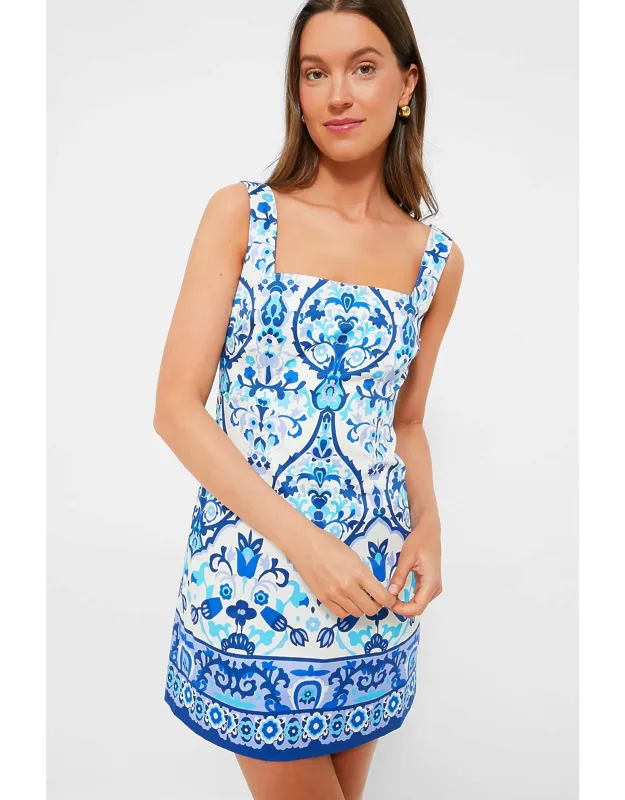 Damask Blue Anna Dress