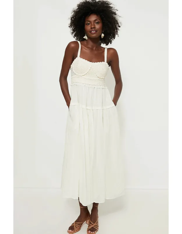 Gisella Dress With Hand-crocheted Appliques And Side Pockets