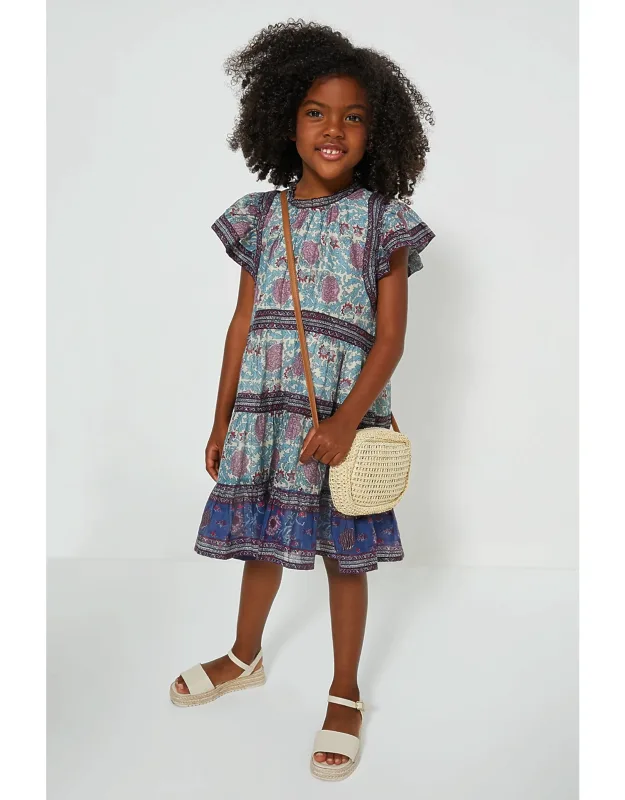 Valeria Print Flutter Sleeve Tunic Dress