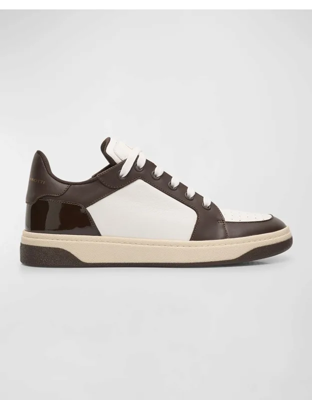 Bicolor Leather High-top Sneakers