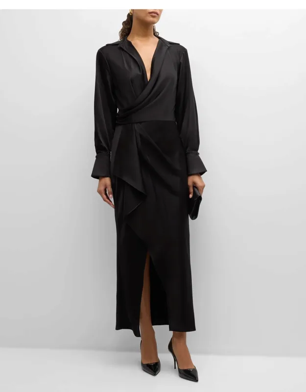 Drape-front Midi Dress