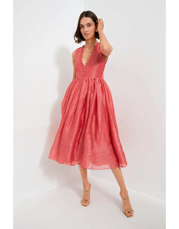 Flamingo Marylin Silk Linen Midi Dress