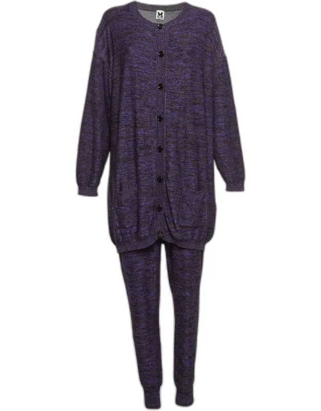 Patterned Lurex Knit Cardigan And Playsuit Set