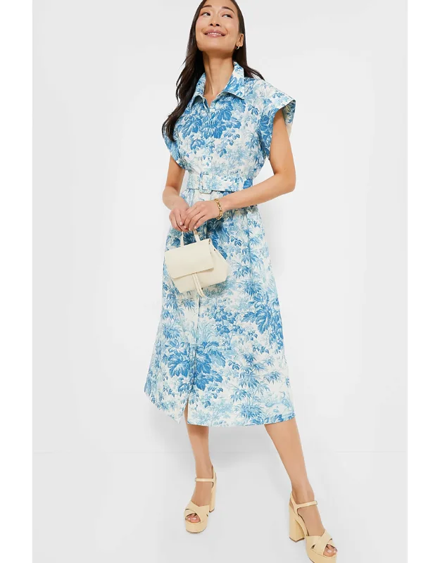Misty Blue Toile Chloe Dress
