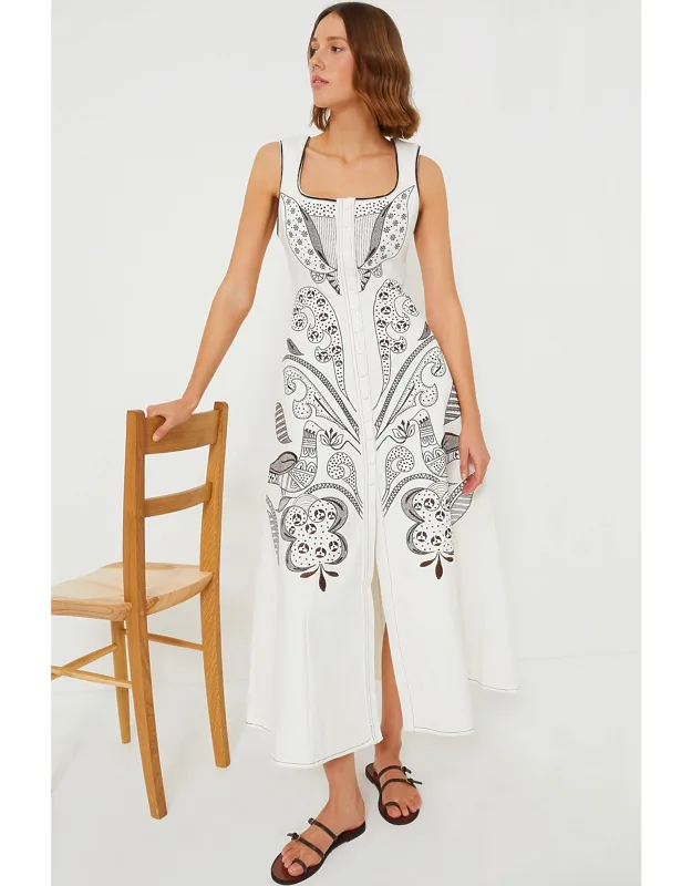 Off White Brown Denim Mila Dress