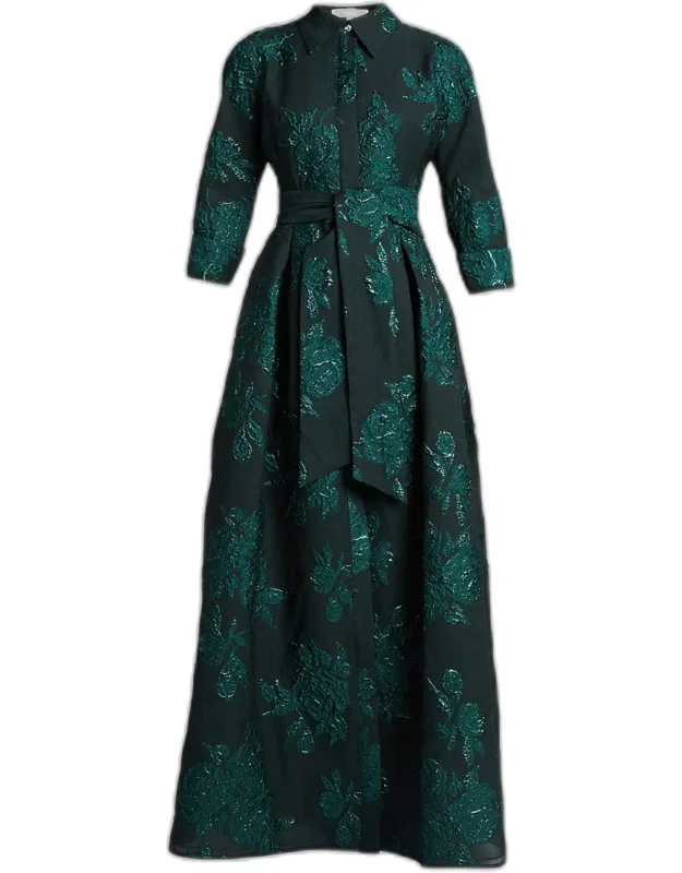 Belted Jacquard Shirtdress