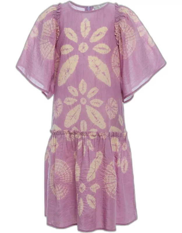 Thea Tie Dye Print Flutter Sleeve Dress
