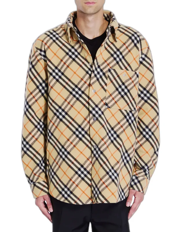 Check Shirt With Pointed Collar And Oversized Fit