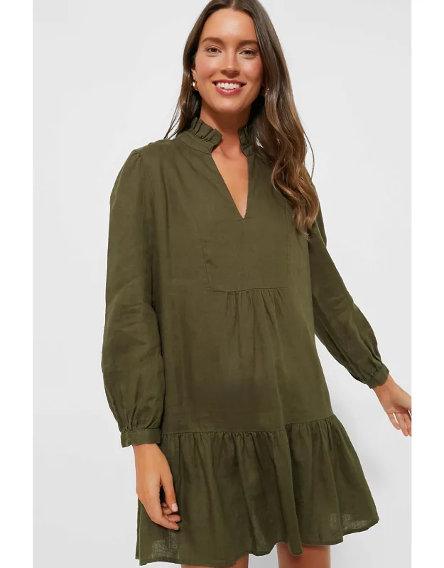 Olive Green Linen Dress