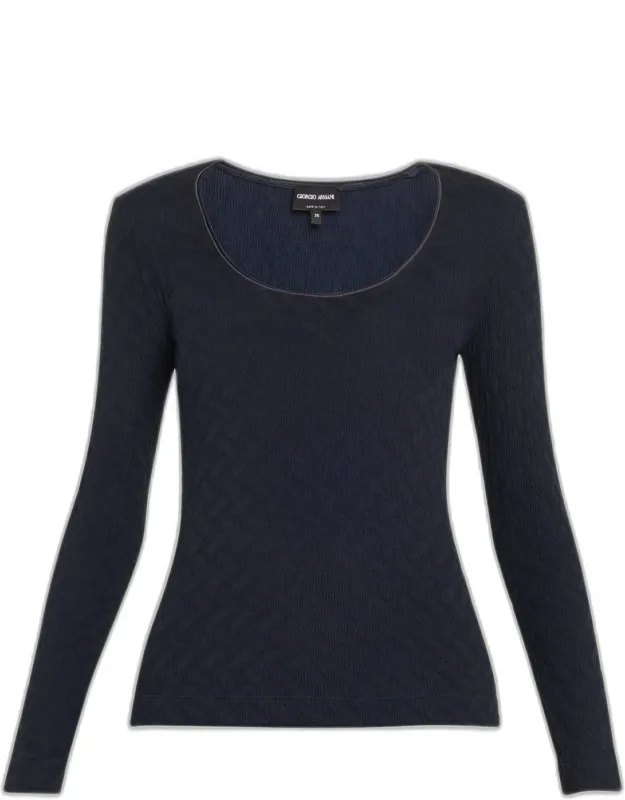Textured Jersey Long-sleeve Tee