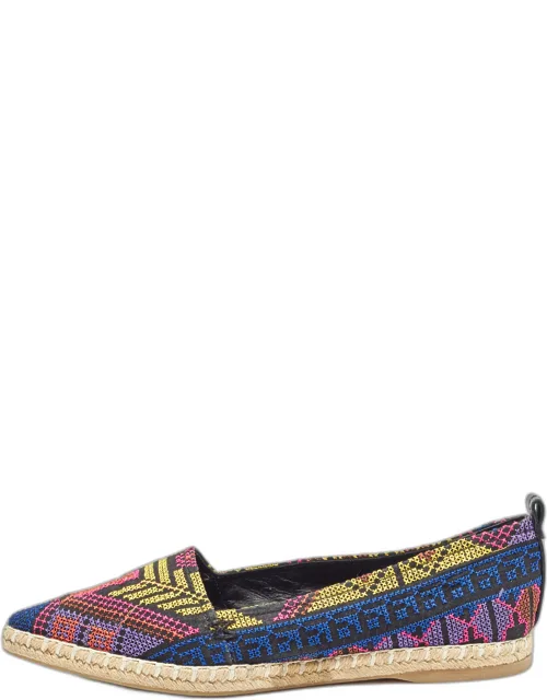 Multicolor Canvas Embroidered Mexican Pointed Toe Espadrilles