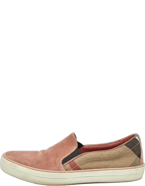Suede And Check Canvas Sneakers