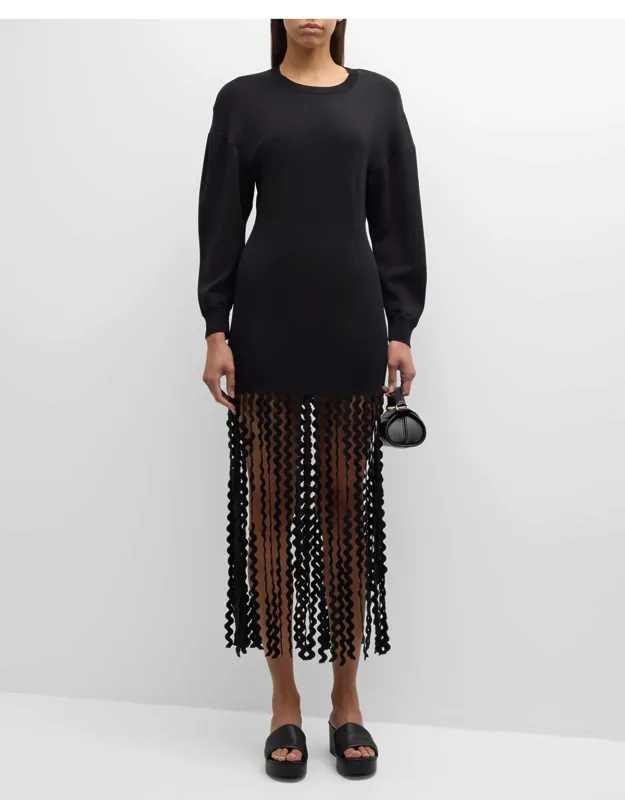 Fringe Knit Midi Dress