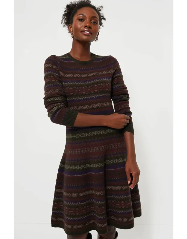 Multi Wool Blended Fair Isle Day Dress