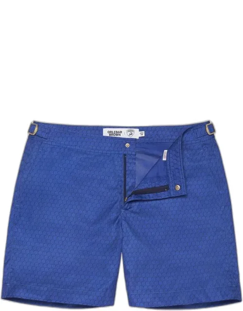 Hexagon Print Mid-length Swim Shorts