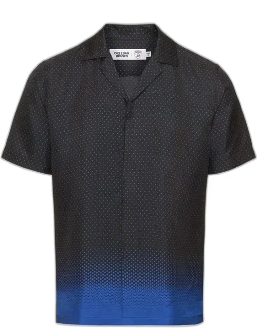 Hexagon Print Relaxed Fit Capri Collar Certified Silk Shirt