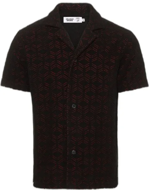 Hexagon Jacquard Relaxed Fit Capri Collar Cotton Shirt