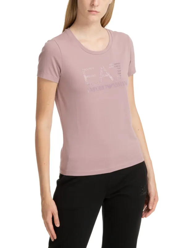 T-shirt With Logo And Rhinestone Details