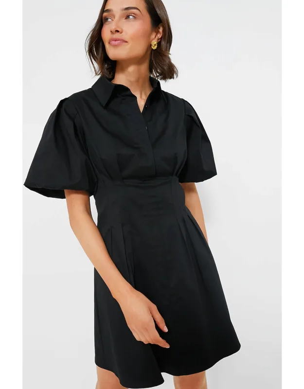 Delaney Dres With Puff Sleeves And Pleated Waist