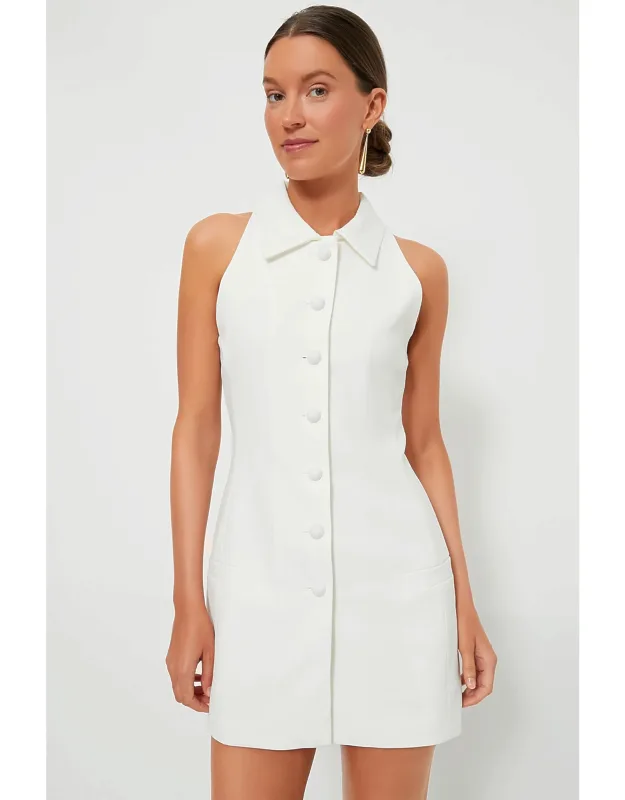 Twill Vest Button Mini Dress