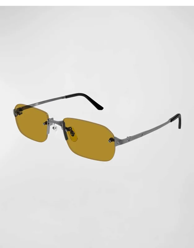Metal Rimless Rectangle Sunglasses