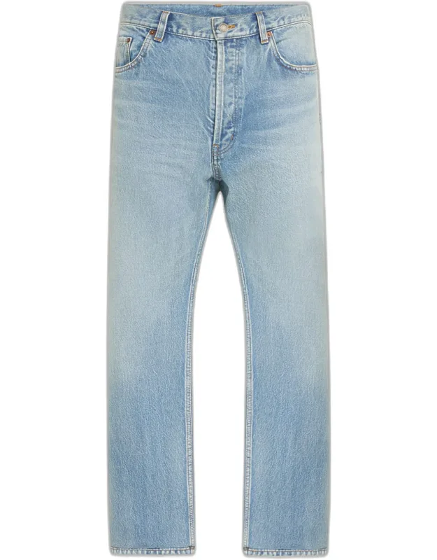 Aged Denim Straight-leg Jeans